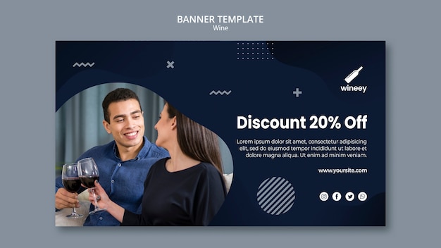 Free PSD banner template with couple for winery