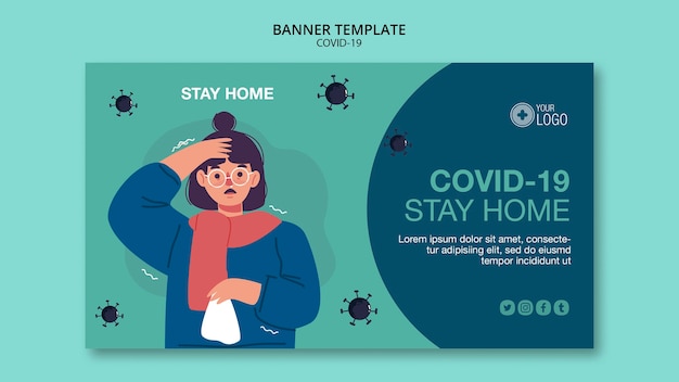 Free PSD banner template with covid 19 theme