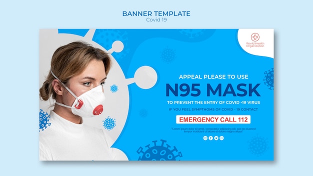 Free PSD banner template with covid-19