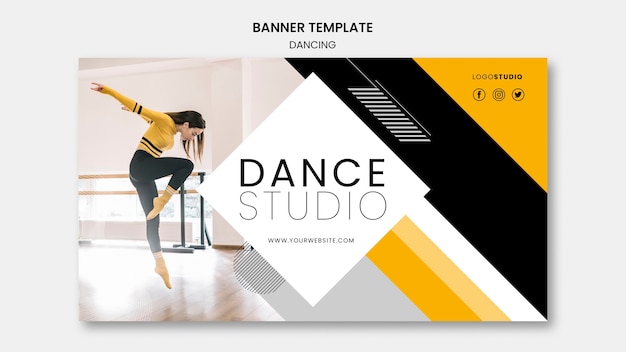Шаблон баннера с концепцией танцевальной студии