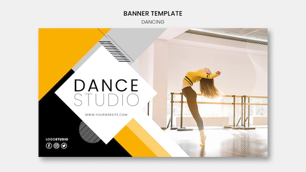 Free PSD banner template with dance studio theme