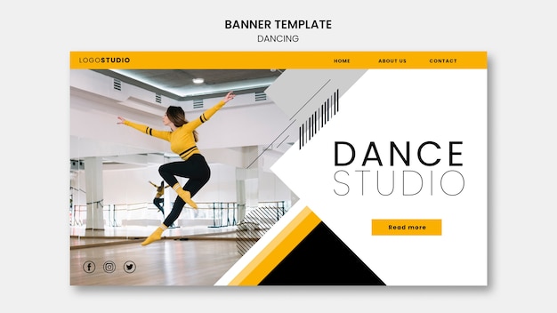 Free PSD banner template with dance studio