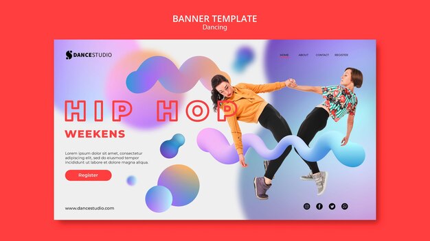 PSD gratuito modello di banner con danza