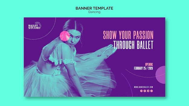 Free PSD banner template with dancing concept