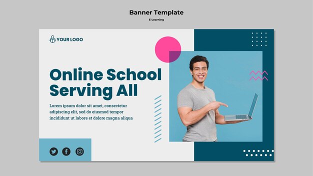 Шаблон баннера с концепцией электронного обучения