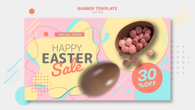 Banner template with easter day sale theme