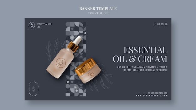 PSD gratuito modello di banner con cosmetici a base di olio essenziale