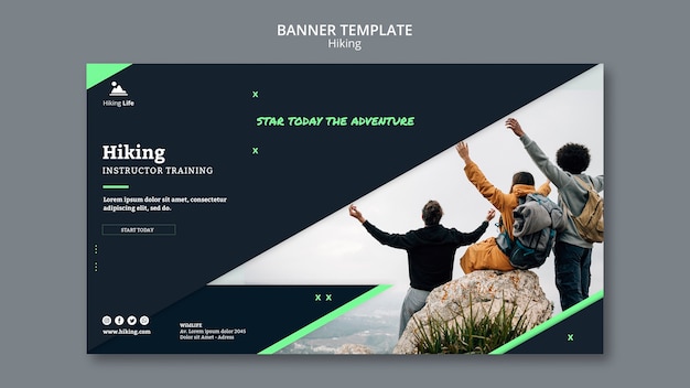 PSD gratuito modello di banner con design escursionistico