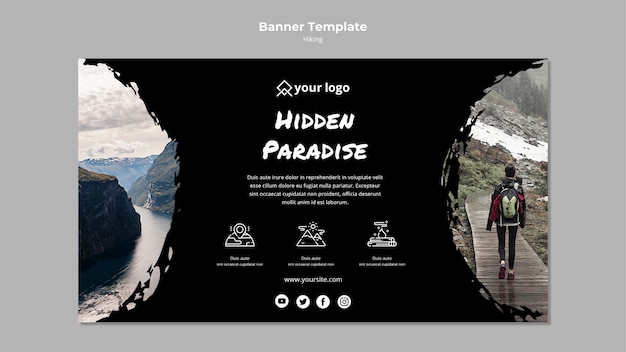 ハイキングをテーマにしたバナーテンプレート