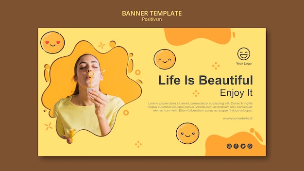 Free PSD banner template with life is beautiful