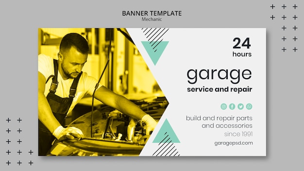 Free PSD banner template with mechanic design