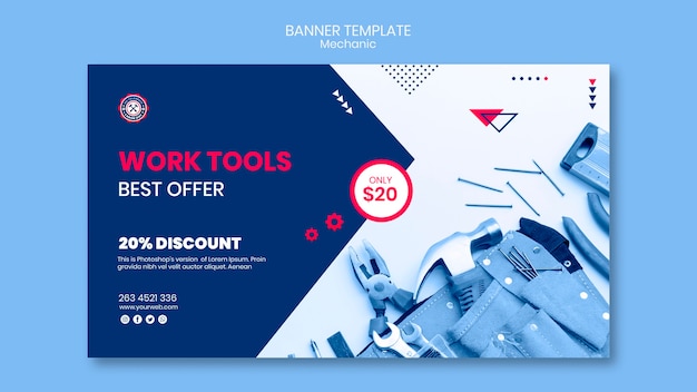 Free PSD banner template with mechanic