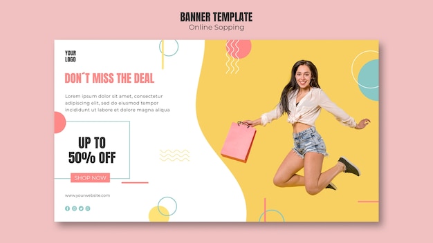 Modello di banner con design dello shopping online