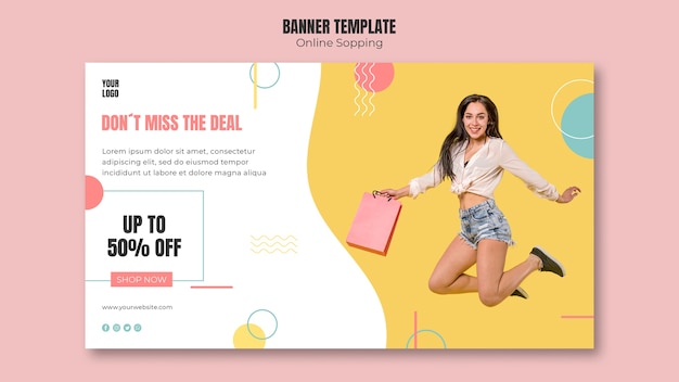 PSD gratuito modello di banner con design dello shopping online