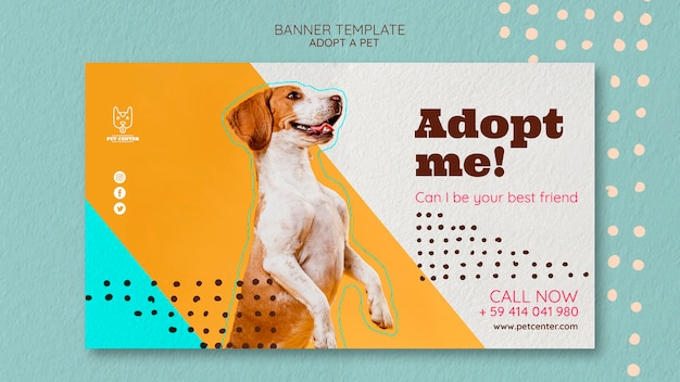 Modello di banner con adozione di animali domestici