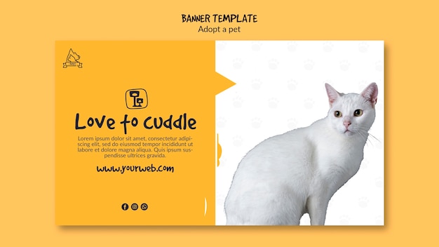 PSD gratuito modello di banner con adozione di animali domestici