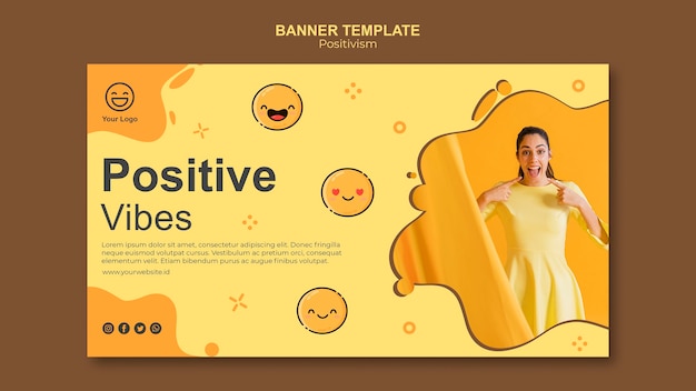 PSD gratuito modello di banner con vibrazioni positive