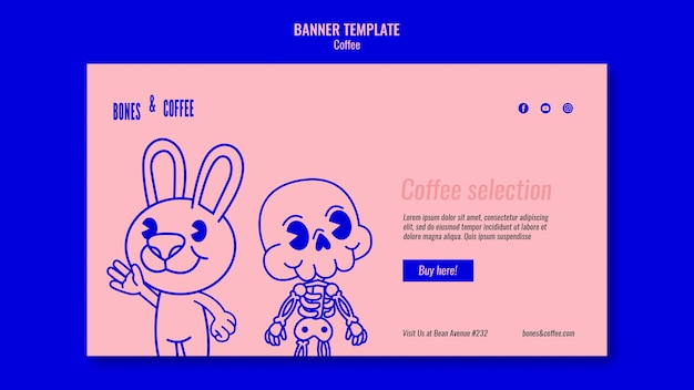 해골과 토끼가 있는 배너 템플릿