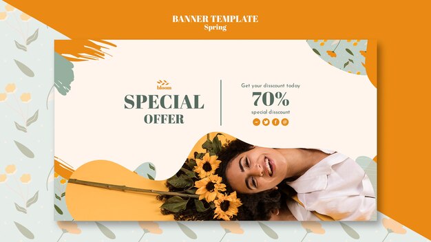 Free PSD banner template with spring design