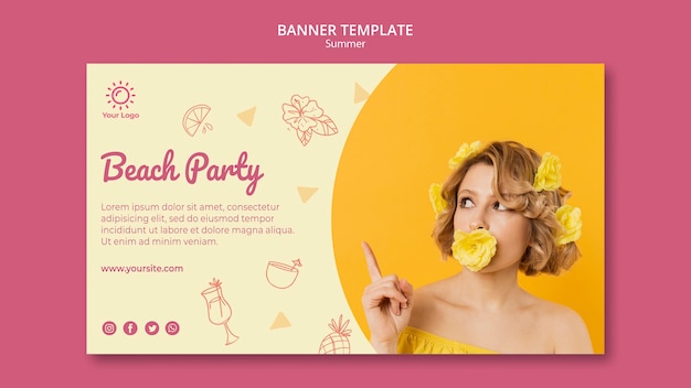 Free PSD banner template with summer party