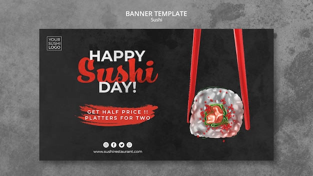 Free PSD banner template with sushi day