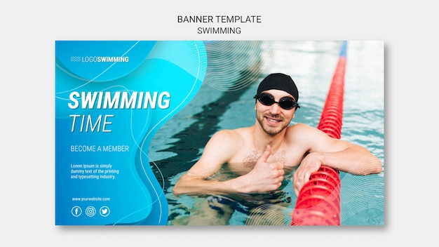 Banner template with swimming concept