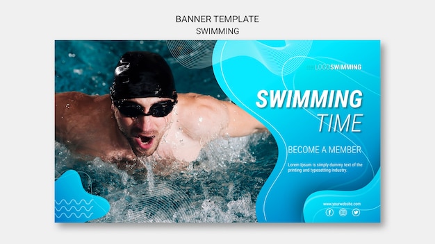 Banner template with swimming theme