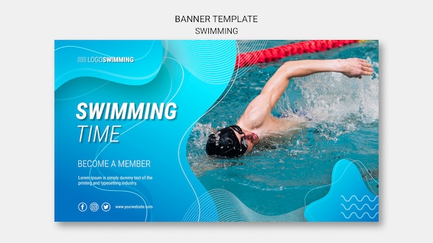 Banner template with swimming