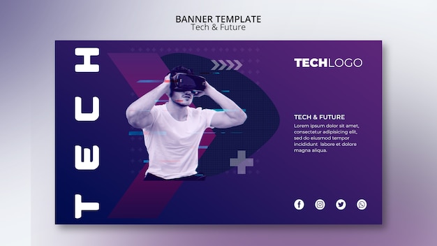 Free PSD banner template with technology concept