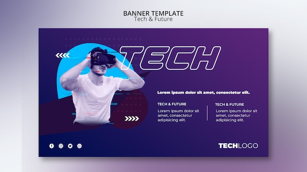 PSD gratuito modello di banner con tema tecnologico