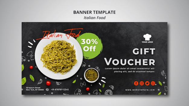 Banner Template with Voucher for Traditional Italian Food Restaurant – Free PSD Download