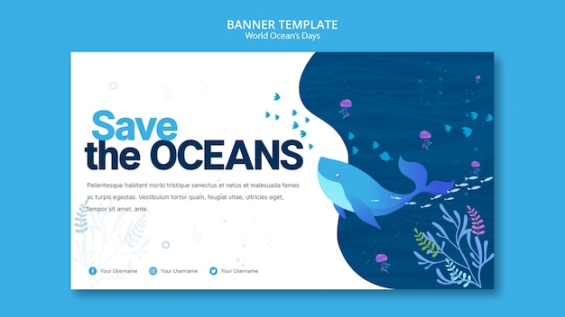 Banner template with world ocean day