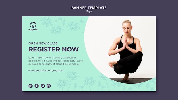 Banner template with yoga design