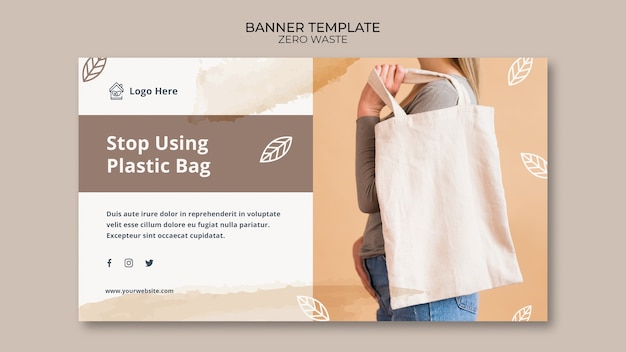 Banner Template for Zero Waste: Eco-Friendly and Sustainable