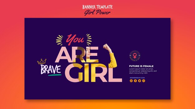 Banner template for women's day with empowering words