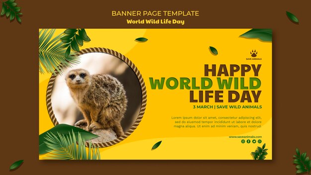 Banner template for world wildlife day with animal