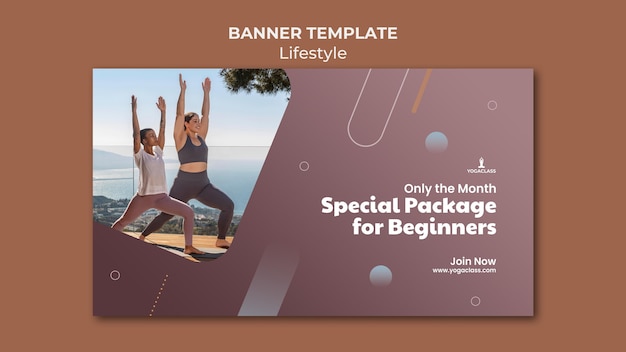 Banner template for yoga practice and exercise