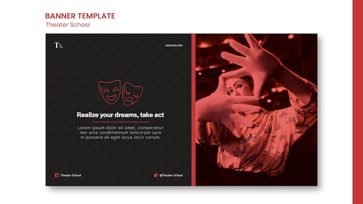 Free PSD banner theatre school template