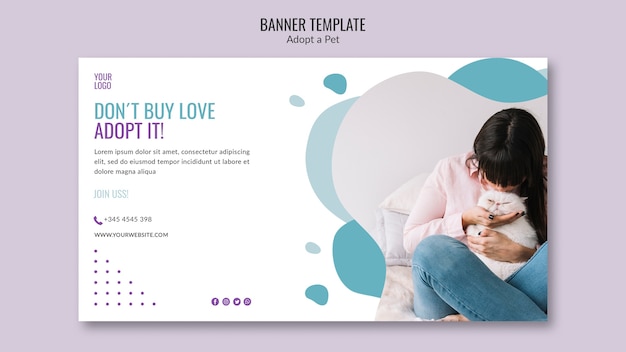 Banner theme template with pet adoption