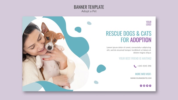 PSD gratuito tema banner con adozione di animali domestici