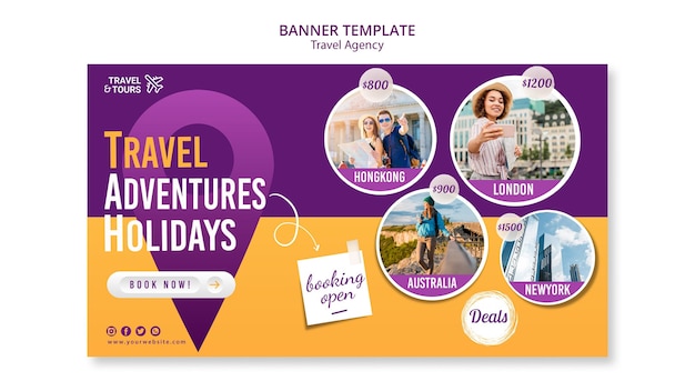 PSD gratuito modello di annuncio di banner agenzia di viaggi