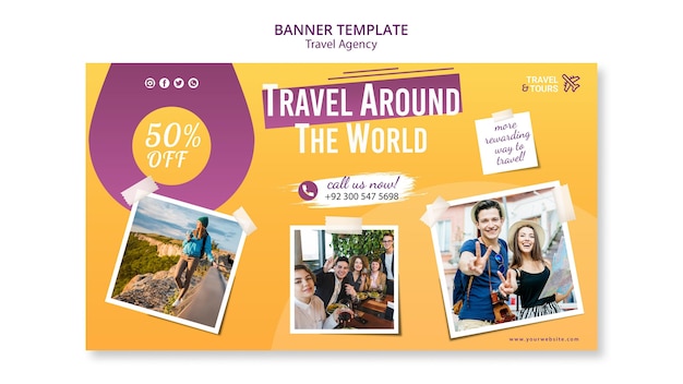 Free PSD banner travel agency template