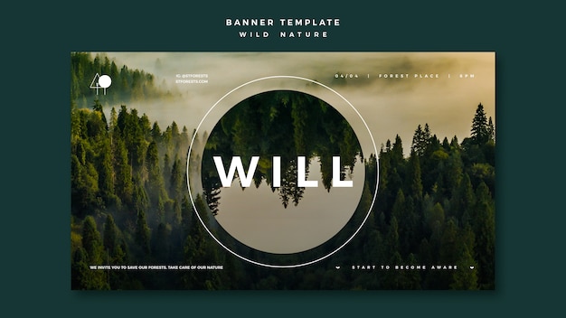 Free PSD banner for wild nature with forest