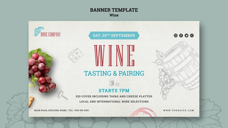 Free PSD banner for wine tasting