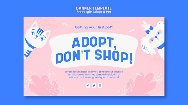 PSD gratuito banner con adotta pet