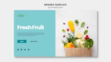 Free PSD banner with healthy and bio food template