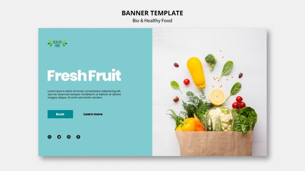 banner with healthy and bio food template