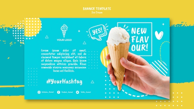 PSD gratuito banner con design di gelato