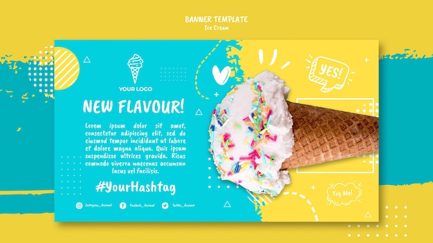 Free PSD banner with ice cream theme