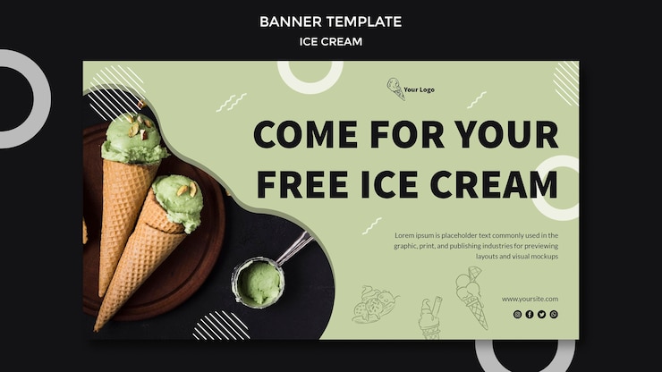 Free PSD banner with ice cream